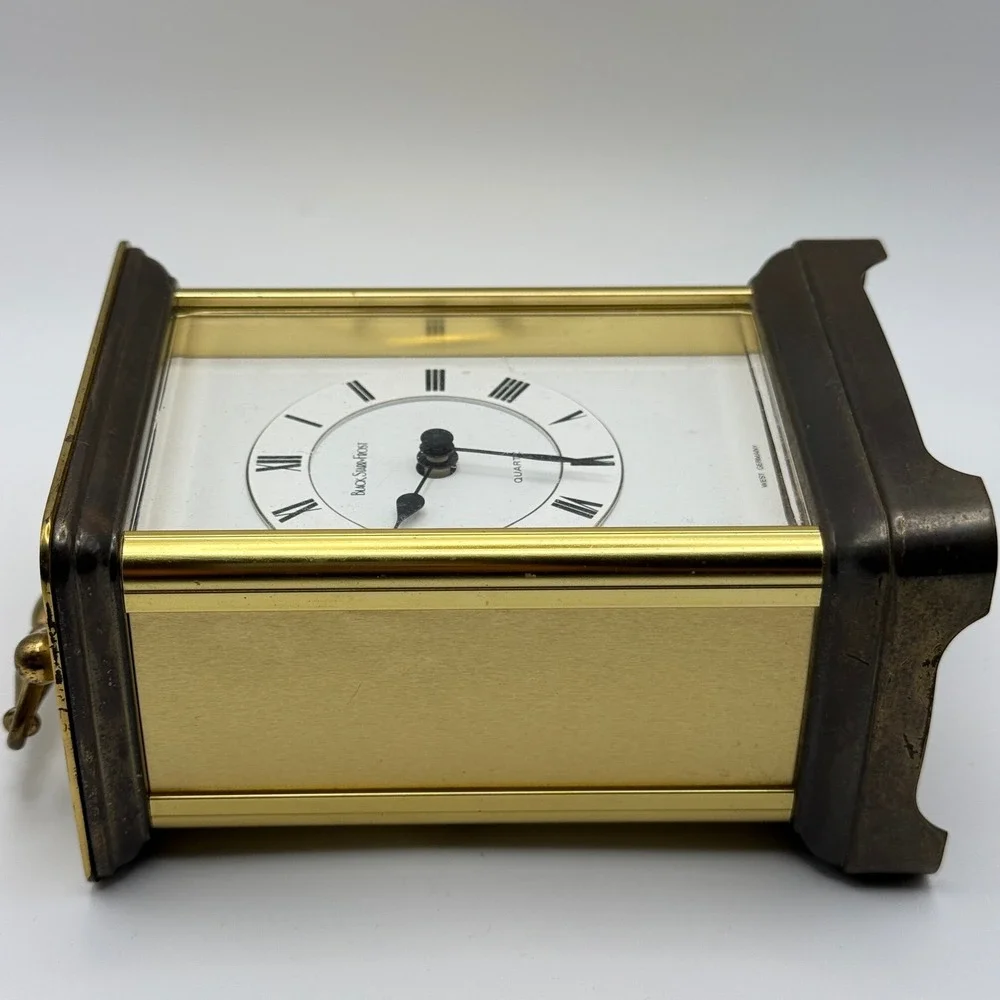 Vintage Black Starr & Frost Brass Carriage Clock Quartz Desk Mantel West Germany
